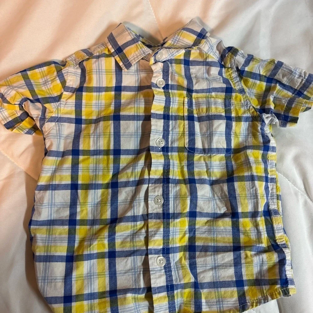 Set of 4 Kids Plaid Button-Down Shirts - Blue, Yellow, Purple, Tan 2T